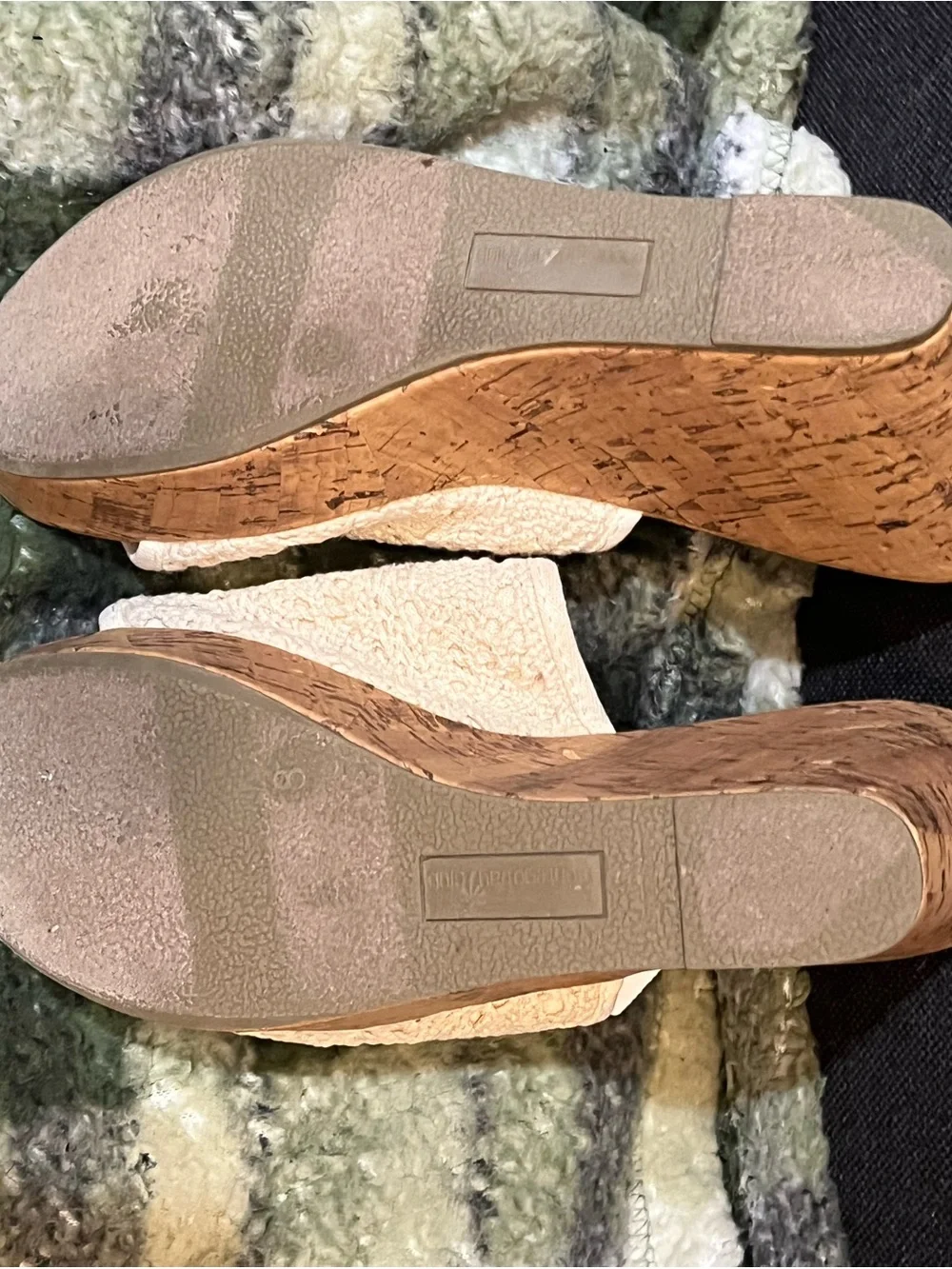 Montego Bay Club Cream Terry Slide Sandals with Cork Footbed